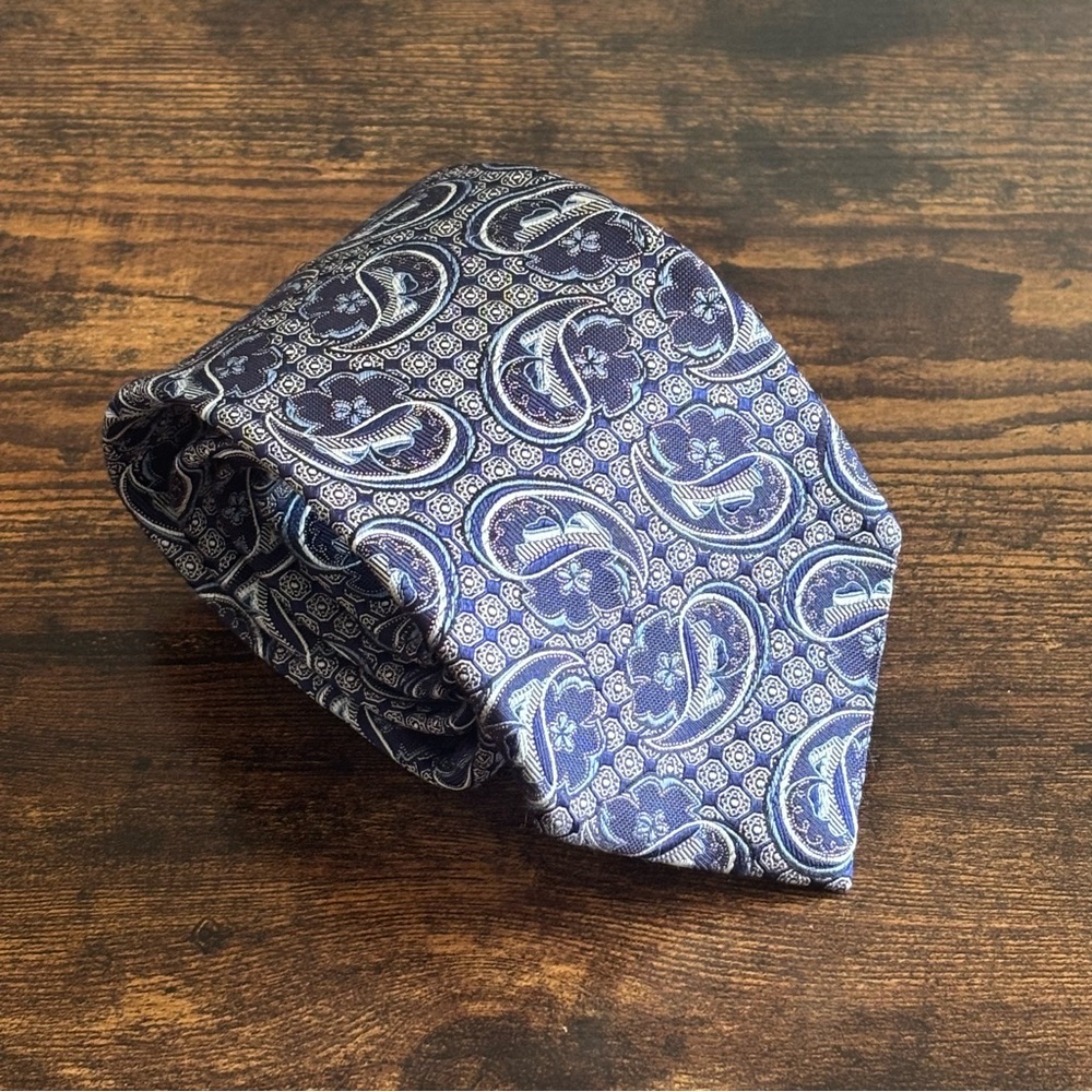 Zegna Blue/Silver Paisley Men's Tie